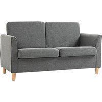 HOMCOM Compact Loveseat Sofa, Modern 2 Seater Sofa for Living Room with Wood Legs and Armrests, Cat Scratch Resistant, Grey Aosom UK
