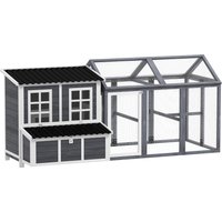 2 Piece Wooden Chicken Coop Run Set Poultry Run Cage Nesting Box Slide Out Tray Roof Perch