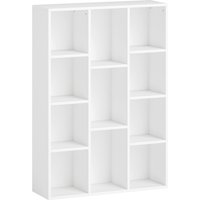 HOMCOM Estante de 3 Níveis Estante para Livros com 11 Compartimentos Desenho Vertical ou Horizontal 74,3x24x106 cm Branco Aosom Portugal