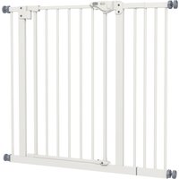 PawHut Barrière de sécurité animaux porte fermeture automatique système de double verrouillage sans perçage 1 extension blanc
