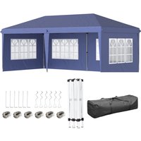 Outsunny Tonnelle pop-up pliante - tente de réception - 3 x 6 m 3 cotés démontables bleu