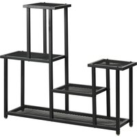 Outsunny Support à plantes à 4 niveaux pour intérieur et extérieur étagère plante en métal pour jardin, terrasse, balcon, noir