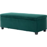 HOMCOM Banc de rangement bout de lit en velours côtelé avec couvercle, pour salon, chambre, entrée, 112 x 42 x 40 cm, vert