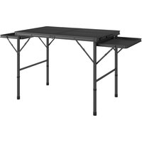Outsunny Table de camping pliante avec 2 étagères latérales, hauteur réglable pour camping, pique-nique, barbecue, noir