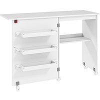HOMCOM Folding Sewing Table, Drop Leaf Craft Table with Storage Bins, Open Shelf and Wheels for Small Space, White Aosom UK