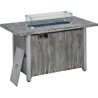 Outsunny 50,000 BTU Gas Fire Pit Table with Cover, Glass Screen and Glass Beads, Grey Aosom UK