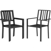 4 PCs Patio Dining Chairs Metal Slatted Design