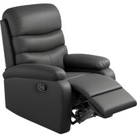 PU Leather Reclining Chair Manual Recliner Chair Padded Armrests Retractable Footrest Wood Frame
