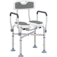 HOMCOM Shower Chair with Upgraded U-shaped Seat and Reinforced Crossbars, Height Adjustable Padded Bath Chair with Non-slip Feet, Grey