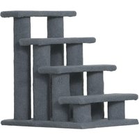 PawHut Escalier pour animaux de compagnie avec 4 marches revêtement effet laine bouclée 61 x 41 x 60 cm gris