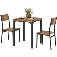 HOMCOM Ensemble table à manger avec 2 chaises encastrables, pour cuisine salon maison, rustique