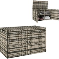 Outsunny Coffre de jardin en résine tressée coffre de rangement extérieur 350 L à 2 niveaux vérin à gaz 118x57x69cm gris mélangé