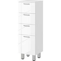 kleankin Meuble de salle de bain sur pied - 4 tiroirs et base surélevée, commode salle de bain salon chambre, 30x30x93cm, blanc