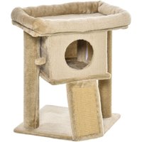 PawHut Cat Tree Tower, Kitten Climbing Activity Centre with Jute Scratching Pad, Ball Toy, Condo Perch Bed, 40 x 40 x 57 cm, Coffee Aosom UK