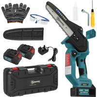 Read more about Outsunny 8 Inch Electric Chainsaw- Cordless Chain Saw With Brushless Motor- 2 4.0ah Batteries And Safety Lock- Handheld Portable Wood Pruning Saw For Trimming Cutting- Blue