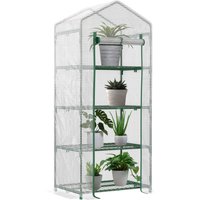 Outsunny Serre de jardin balcon étagère serre 4 niveaux 69L x 50l x 160H cm acier galvanisé bâche amovible PE haute densité blanc-AOSOM.fr
