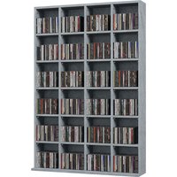 HOMCOM Meuble de rangement multimédia 480 CD/ 312 DVD - bibliothèque en bois avec étagères réglables, 89 x 130,5 cm, gris