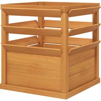 Outsunny Jardinière avec treillis, lit surélevé de jardin fond ouvert, bac à fleurs en bois 65 x 65 x 73 cm, marron clair