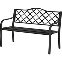 Outsunny Banc de jardin 2 places en fonte style antique avec accoudoirs et dossier, 128 x 58,5 x 89 cm, noir