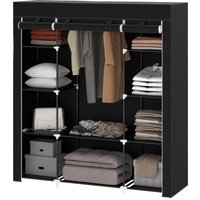 HOMCOM Armoire de rangement penderie en tissu pliable avec barre de suspension et étagères, 150 x 43 x 162,5 cm, noir