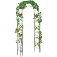 Outsunny Arche de Jardin Arche à Rosiers Style Fer Forgé Métal Époxy 120 x 30 x 226 cm Noir Vieilli Cuivré