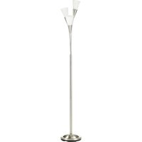 HOMCOM Modern Floor Lights with 3-Light Upright Design, Foot Switch, Steel Frame, Floor Standing Lamp for Living Room & Bedroom, Silver Aosom UK