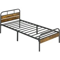 Aosom Get 20% Discount on HOMCOM BlackBrown IndustrialStyle Single Bed Frame