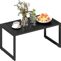 Outsunny Table basse extérieure avec plateau à lattes, cadre en aluminium, pour balcon, patio, terrasse, 90 x 50 x 42 cm, noir