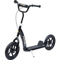 HOMCOM Stunt Push Scooter for Kids with 12" EVA Tyres, Adjustable Height & Dual Brakes, for Ages 5+, Black Aosom UK