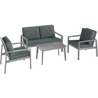 4 Piece Wooden Garden Furniture Set Cushions Light Grey