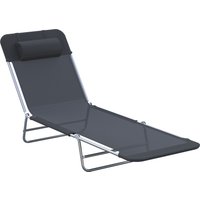 Read more about Outsunny Garden Lounger- Portable Outdoor Patio Sun Bed Chair- Adjustable Back Recliner- Lightweight- Light Black Aosom Uk