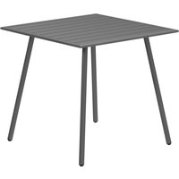 Square Garden Table Slat Top Steel Frame Outdoor Table 4 Person 80 x 80 x 74 cm