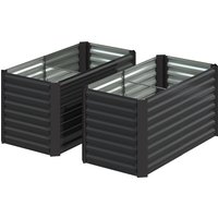 Outsunny Lot de 2 lits de jardin surélevés carrés potagers cadre en acier galvanisé fond ouvert 120 x 60 x 60 cm gris foncé