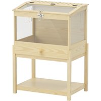 PawHut Cage à hamster en bois surélevée avec plateau de rangement couvercle ouvrable 83,2 x 50 x 103 cm effet bois naturel