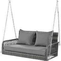 Balancelle jardin, Balancelle suspendue Balancelle extérieur avec coussins de siège et de dossier amovibles et lavables, 2 places, 113×54×53 cm, Gris