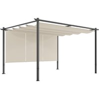 3 x 4m Metal Pergola Retractable Roof Roller Shade Wall Mounted or Free Standing Garden Gazebo Canopy Pergola Kit UPF30+ Outdoor Sun Shade Shelter
