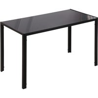 HOMCOM Rectangular Dining Table for 4 People w/ Tempered Glass Top & Metal Legs, Modern Dining Table for Dining Room, Living Room, Black | Aosom Ireland
