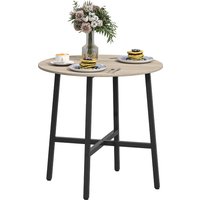 HOMCOM Tavolo da Pranzo Rotondo e Industriale per 2 Persone, in Legno e Acciaio, Ø80x75 cm, Nero e color Legno Aosom Italy