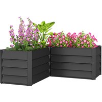 Outsunny Carré potager de jardin jardinière d'angle en L sans fond - 115 x 115 x 44 cm acier galvanisé gris foncé