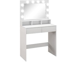 HOMCOM Coiffeuse avec miroir Hollywood, tiroirs, 3 modes d'éclairage, 10 ampoules, 80 x 40 x 13