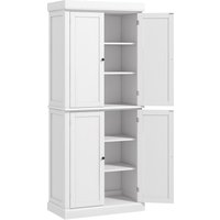HOMCOM White Kitchen Cupboard, Tall Kitchen Cupboard with 6-Tier Adjustable Shelves Aosom UK