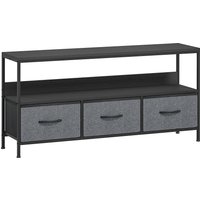 HOMCOM TV Stand Cabinet with 3 Foldable Drawers - Black
