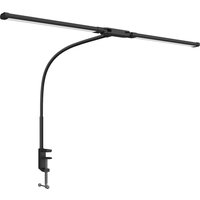 HOMCOM LED Desk Lamp with Clamp, Double Head Table Lamp with 3 Colour Modes & 10 Brightness Levels, Flexible Gooseneck Reading Desk Light with Timer and Memory Function for Study, Office, Work, Black