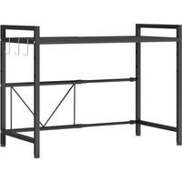 HOMCOM Expandable Microwave Oven Rack with 3 Hooks - Black | Aosom Ireland