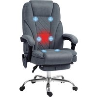 Vinsetto Massage Office Chair, Heated Reclining Computer Chair with Adjustable Height and Footrest, Dark Grey