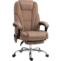 Vinsetto Massage Office Chair, Heated Reclining Computer Chair with Adjustable Height and Footrest, Brown