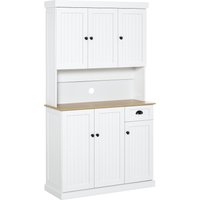 HOMCOM Kitchen Storage Cabinet, Modern Cupboard with Microwave Shelf, Drawer and Cabinets, Ideal for Kitchen Organisation, White Aosom UK