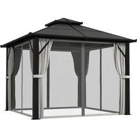 3 x 3 Hardtop Gazebo Canopy UPF30+ Polycarbonate Roof Aluminium Frame Garden Gazebo Permanent Pavilion Patio Deck