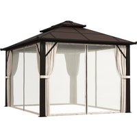 3 x 4m Hardtop Gazebo Canopy UPF30+ Double Polycarbonate Roof Aluminium Frame Garden Gazebo Permanent Pavilion