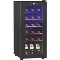 HOMCOM Cantinetta Frigorifero per 18 Bottiglie di Vino con Display Digitale, Luce LED e Controllo Temperatura, Nero